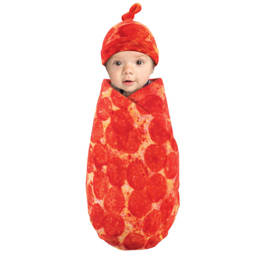 Touched by Nature Organic Cotton Swaddle Blanket and Headband or Cap, Pizza