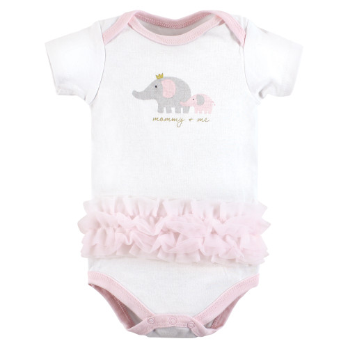 Hudson Baby Cotton Bodysuits, Pink Gray Elephant