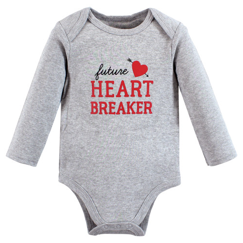 Hudson Baby Cotton Long-Sleeve Bodysuits, Valentine Heartbreaker
