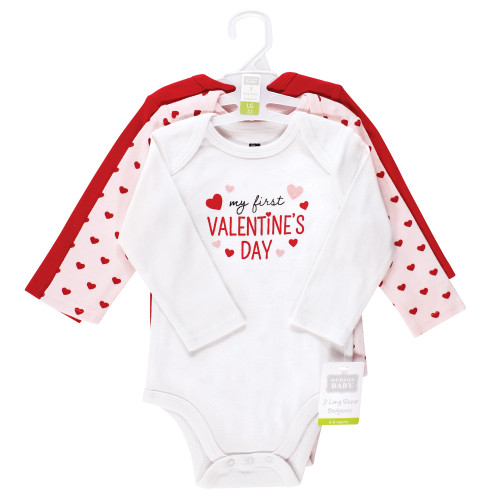 Hudson Baby Cotton Long-Sleeve Bodysuits, Valentine Sweetheart