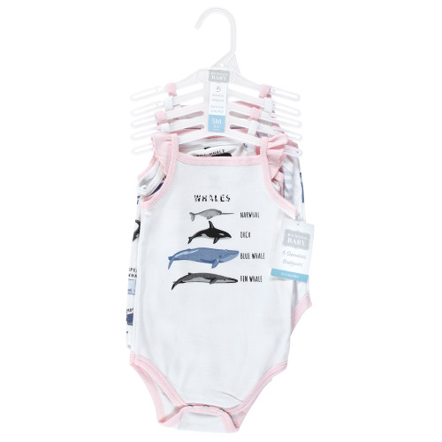 Hudson Baby Cotton Sleeveless Bodysuits, Girl Whale Types