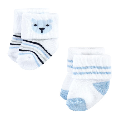 Hudson Baby Cotton Rich Newborn and Terry Socks, Bear Boy 8-Pack