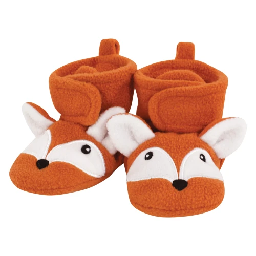 Hudson Baby Animal Fleece Booties 2-Pack, Navy Owl Fox