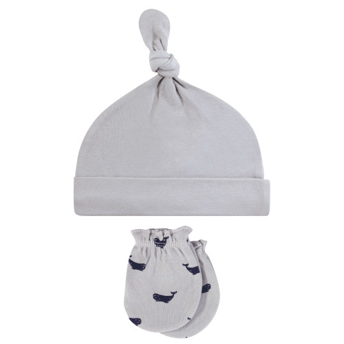 Hudson Baby Cotton Cap and Scratch Mitten Set, Sail The Sea