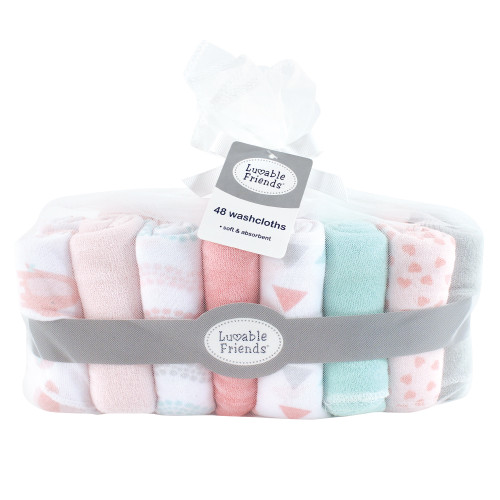 Luvable Friends Super Soft Bundle Washcloths, Girl Basic Elephant