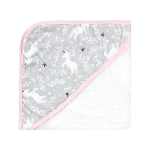 Hudson Baby Cotton Rich Hooded Towels, Pink Unicorn