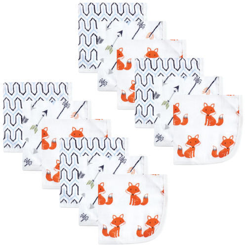 Hudson Baby Cotton Muslin Washcloths, Foxes