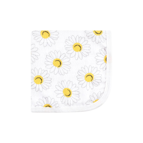 Hudson Baby Cotton Muslin Washcloths, Poppy Daisy