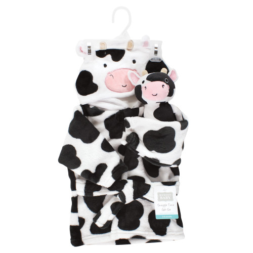 Hudson Baby Plush Bathrobe and Toy Set, Cow
