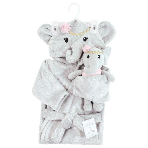 Little Treasure Plush Bathrobe and Toy Set, Blossom Elephant