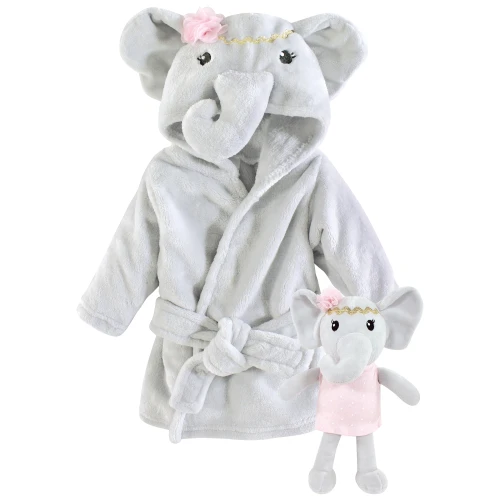 Little Treasure Plush Bathrobe and Toy Set, Blossom Elephant
