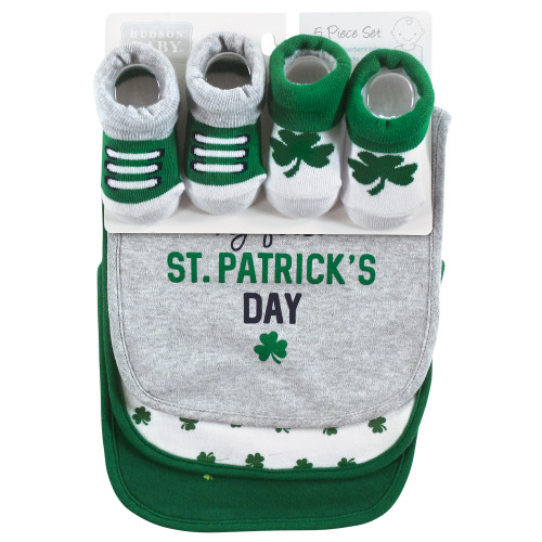 Hudson Baby Cotton Bib and Sock Set, Cutest Clover