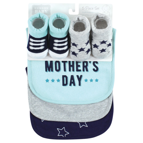 Hudson Baby Cotton Bib and Sock Set, Boy Mothers Day