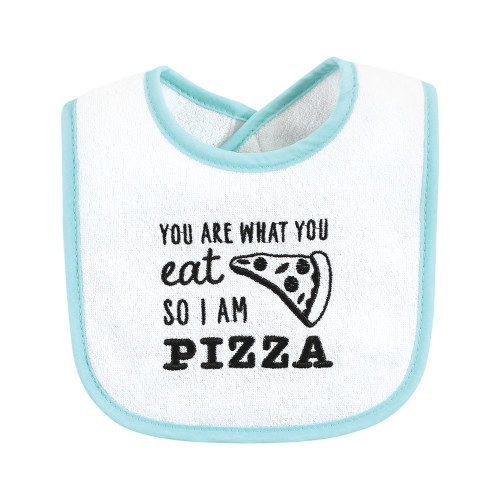 Hudson Baby Cotton Terry Drooler Bibs with Fiber Filling, Pizza Taco