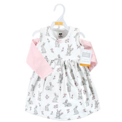 Hudson Baby Cotton Dress and Cardigan Set, Bunny Floral