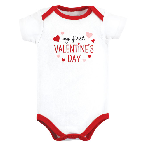 Hudson Baby Cotton Bodysuits, Girl First Valentine Easter