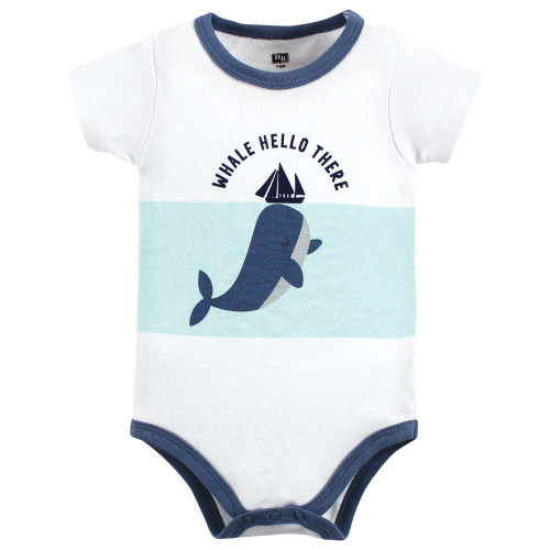 Hudson Baby Cotton Bodysuit, Shorts and Shoe Set, Underwater Whale