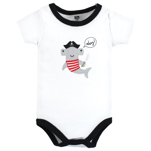 Hudson Baby Cotton Bodysuit, Shorts and Shoe Set, Pirate Shark