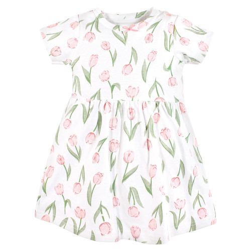 Hudson Baby Cotton Dresses, Pink Tulips Hudson Childrenswear