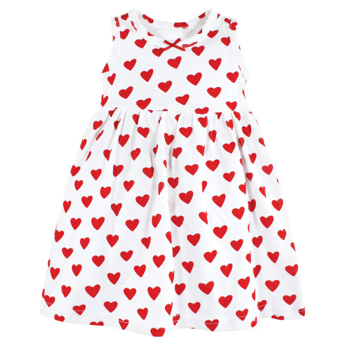 Hudson Baby Cotton Dress and Cardigan Set, Red Hearts