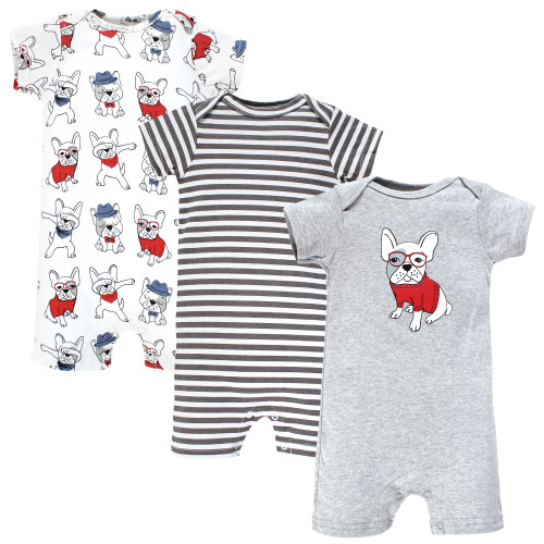 Hudson Baby Cotton Rompers, Boy Whimsical Dog