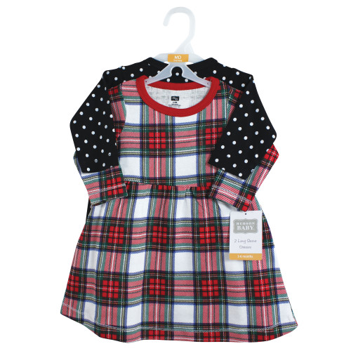 Hudson Baby Cotton Dresses, White Tartan