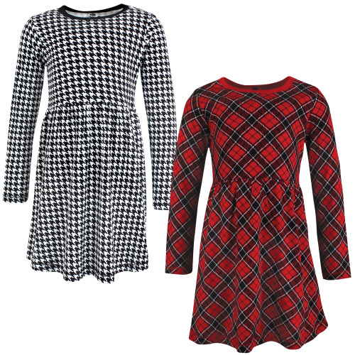 Hudson Baby Cotton Dresses, Black Red Plaid
