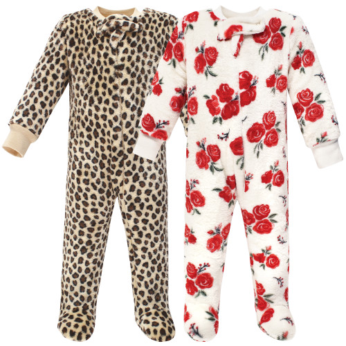 Hudson Baby Plush Sleep and Play, Red Rose Leopard