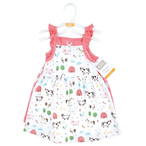 Hudson Baby Cotton Dresses, Farm Animals
