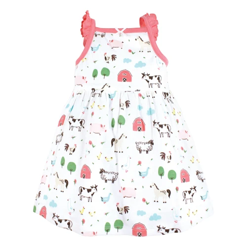 Hudson Baby Cotton Dresses, Farm Animals