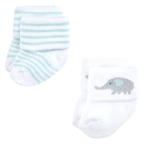 Hudson Baby Cotton Rich Newborn and Terry Socks, Mom and Dad Gray Mint 12-Pack