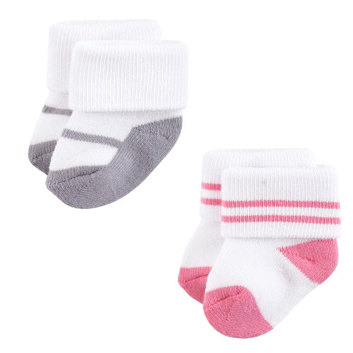 Hudson Baby Cotton Rich Newborn and Terry Socks, Bear Girl 12-Pack