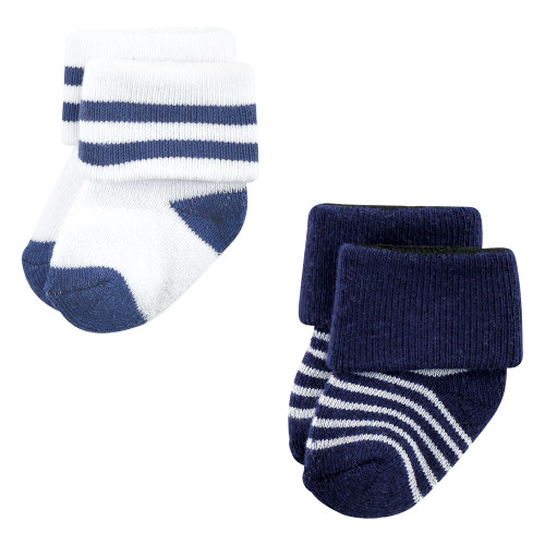 Luvable Friends Newborn and Baby Terry Socks, Red Navy Sneakers 12-Pack