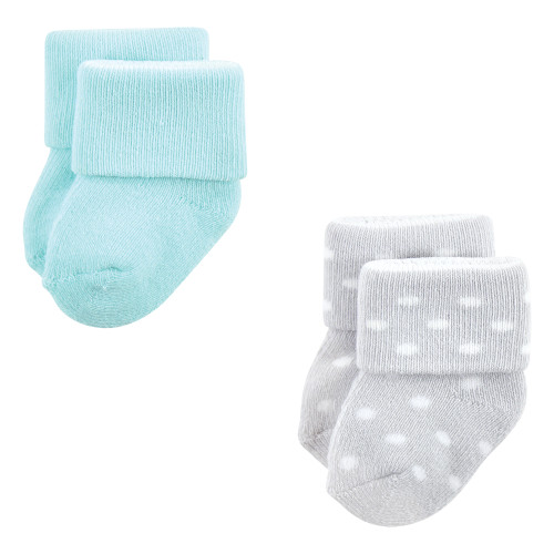 Luvable Friends Newborn and Baby Terry Socks, Coral Dots