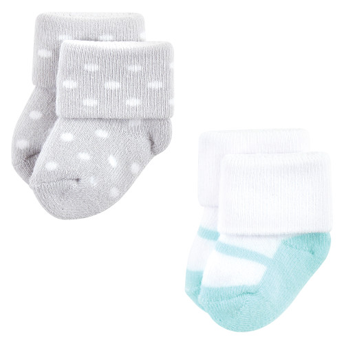 Luvable Friends Newborn and Baby Terry Socks, Mint Pink Mary Janes 12-Pack