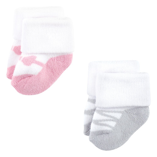 Luvable Friends Newborn and Baby Terry Socks, Pink Black Ballet 12-Pack