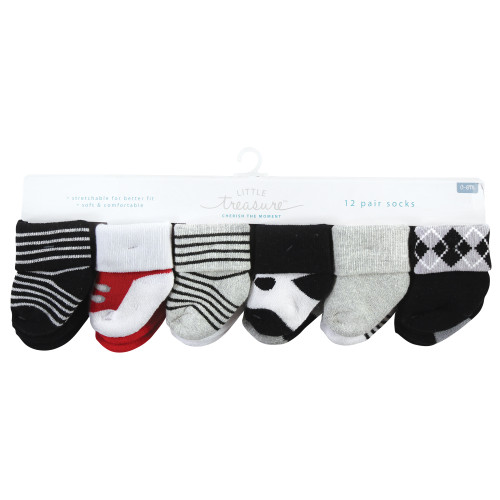 Little Treasure Newborn Socks, Tuxedo 12-Pack