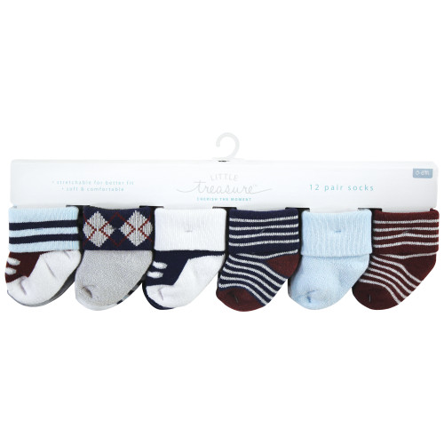 Little Treasure Newborn Socks, Genius 12-Pack