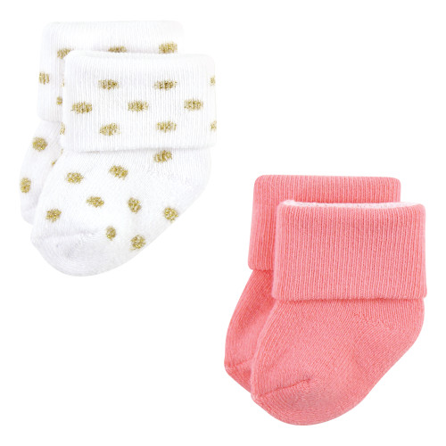 Little Treasure Newborn Socks, Coral Sparkle 12-Pack
