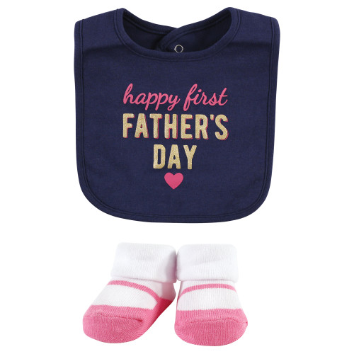 Hudson Baby Cotton Bib and Sock Set, Girl Mothers Fathers Day