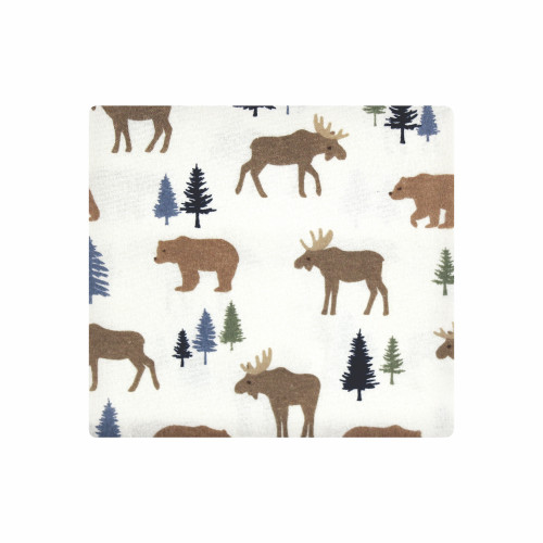 Hudson Baby Cotton Flannel Receiving Blankets, Moose Bear