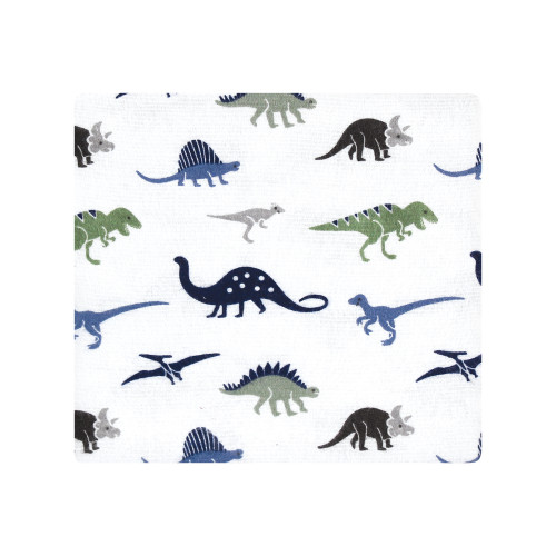 Hudson Baby Cotton Flannel Receiving Blankets Bundle, Blue Green Dino