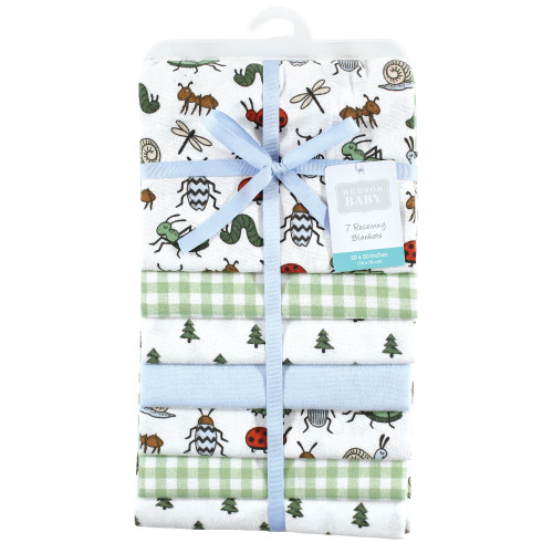 Hudson Baby Cotton Flannel Receiving Blankets Bundle, Bugs