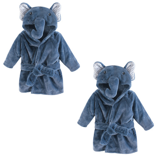 Little Treasure Plush Bathrobe Bundle Set, Chevron Elephant 2-Piece
