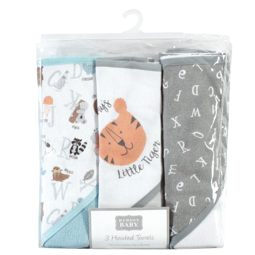 Hudson Baby Cotton Rich Hooded Towels, Alphabet