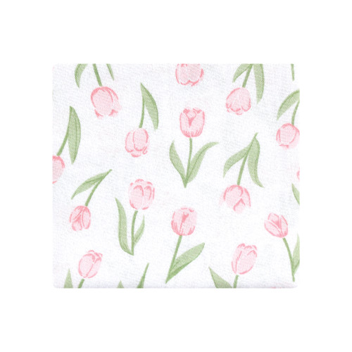 Hudson Baby Cotton Flannel Receiving Blankets Bundle, Pink Tulips
