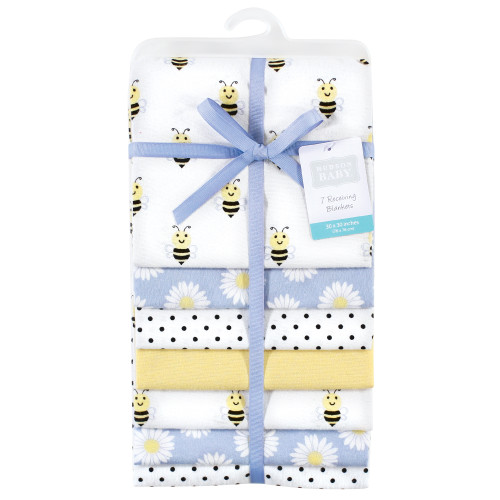 Hudson Baby Cotton Flannel Receiving Blankets Bundle, Daisy Bee