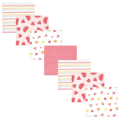 Hudson Baby Cotton Flannel Receiving Blankets Bundle, Fruit Salad