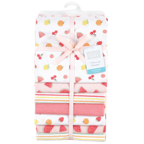 Hudson Baby Cotton Flannel Receiving Blankets Bundle, Fruit Salad