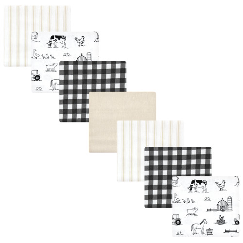 Hudson Baby Cotton Flannel Receiving Blankets Bundle, Neutral Farm